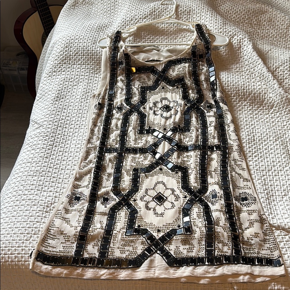 Free People Black and Cream Backless Dress